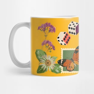 Roll The Dice Minimalist Butterfly Dice Flower Texture Mug